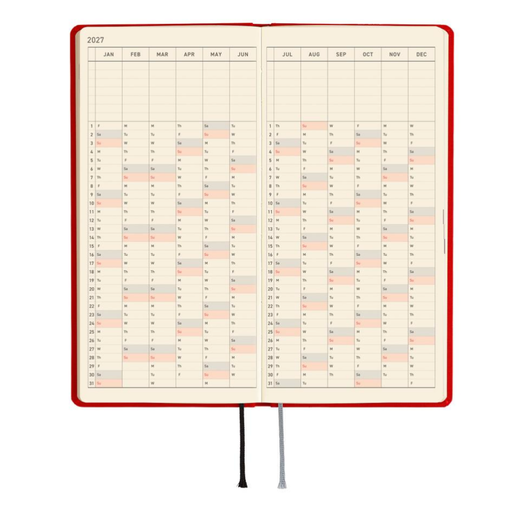 Hobonichi Techo 2027 Weeks Colors: Poppy Red